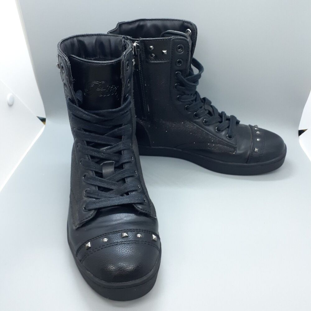 LOVE PASTRY Boots sz 6 women Black sparkle goth studded Fashion Ankle Boots VGUC